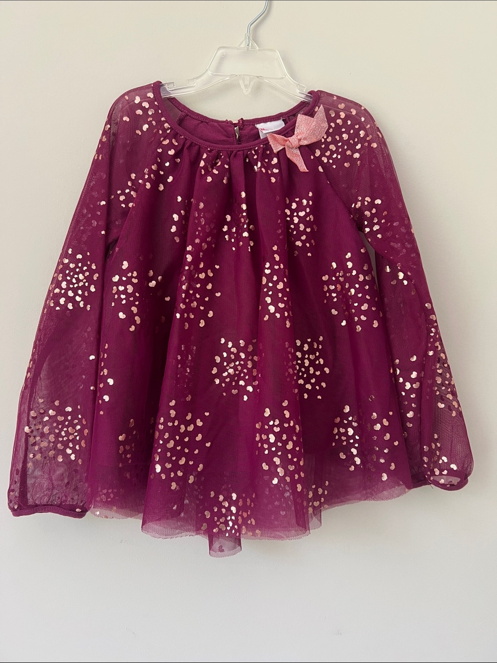 Nannette Plum Tulle Dress with Pink Sparkle Bow